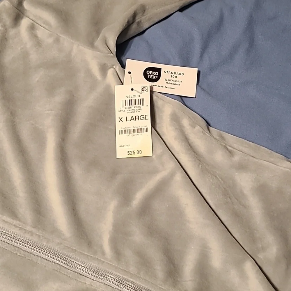 Ideology girls velour gray XL full zip lightweight jacket NWT